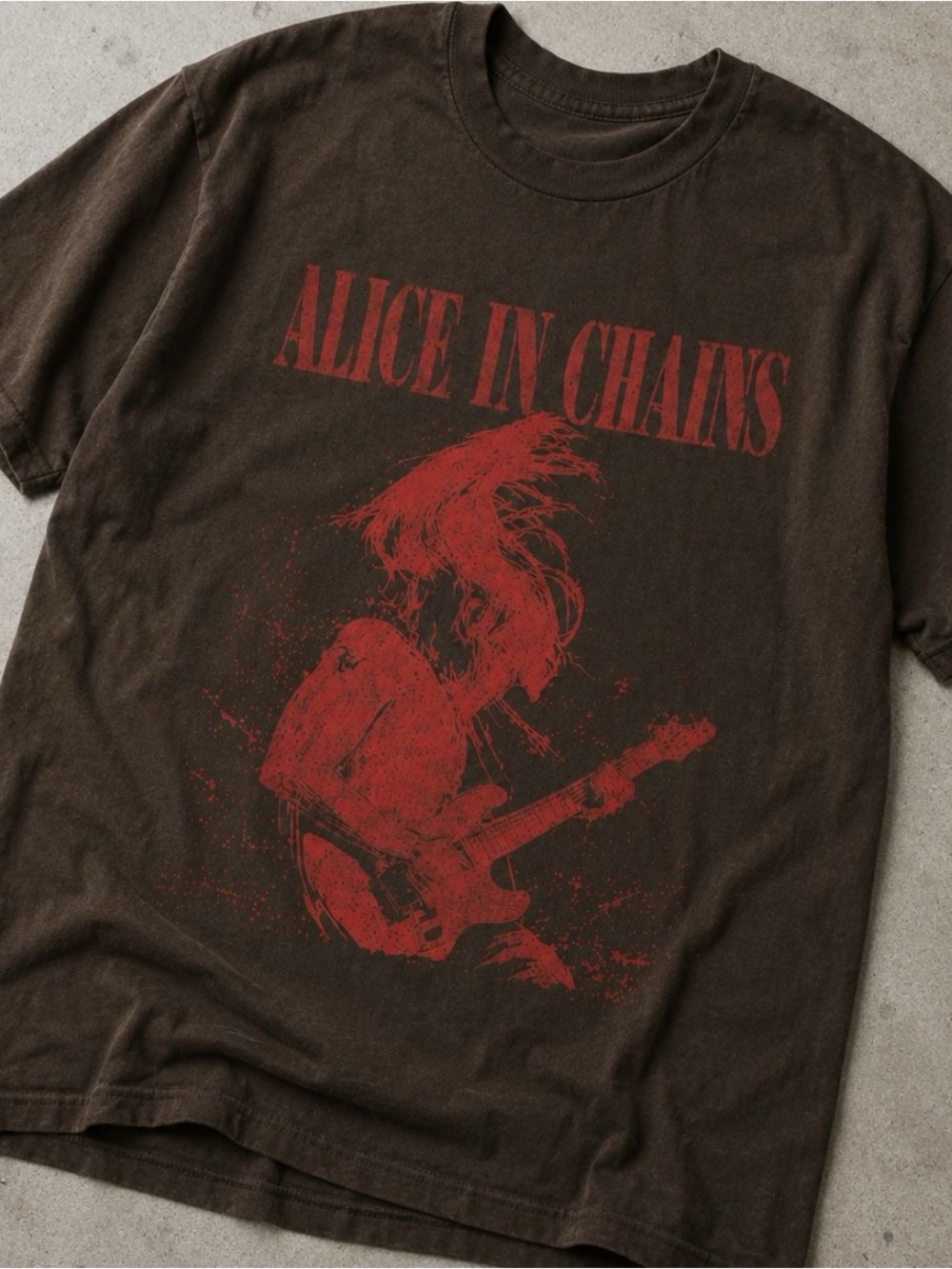 Gildan Brown Tee with Red Text Graphic